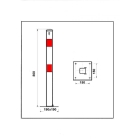 Parkovací stĺpik BASIC – oceľ, strieborno-červená, 800 mm, sklopný, zámok FAB