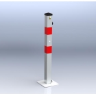 Parkovací stĺpik BASIC – oceľ, strieborno-červená, 800 mm, sklopný, zámok FAB
