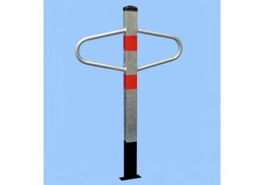 Parkovací stĺpik MOTÝLIK – oceľ, strieborno-červená, 1050×590 mm, pevný k zabetónovaniu