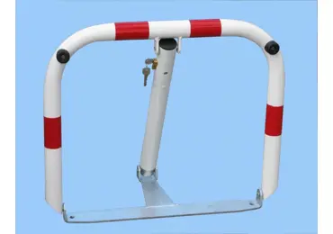 Parkovacia zábrana U60 – oceľ, strieborno-červená, 510×600 mm, sklopná