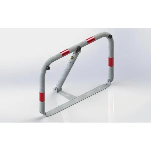 Parkovacia zábrana U80 – oceľ, bielo-červená, 510×800 mm, sklopná, zámok FAB