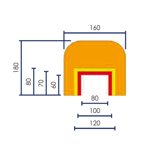 Penový samolepiaci profil pre oceľové nosníky – 1000×180×160 mm, žlto-čierna