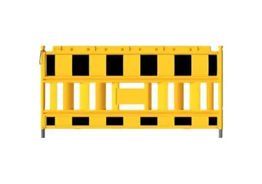 Plastová bezpečnostná zábrana EURO2 Industry bez svetelného adaptéra – retroreflexná fólia RA1, čierno-žltá, 2,1×1 m