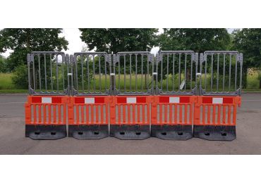 Plastový mobilný plot, bezpečnostná zábrana StrongFence (PlasticTop) – 2000×1000 mm, oranžová (sivá)