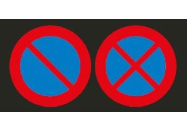 Predformovaná dopravná značka "Zákaz státia/zastavenia" - termoplast, červeno-modrá
