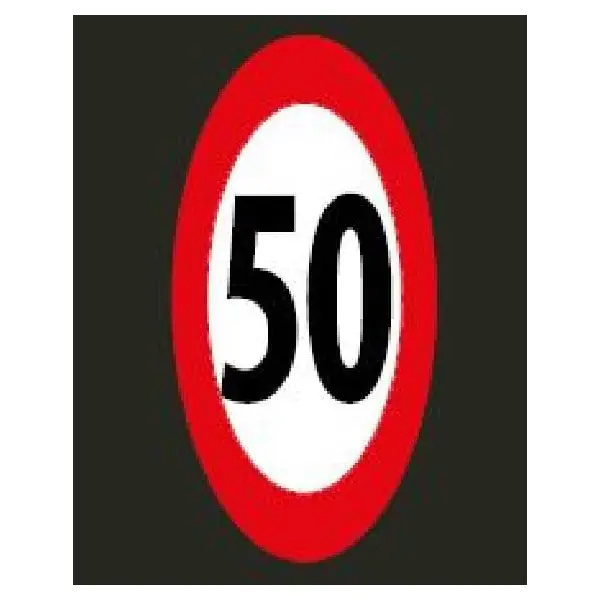Predformované dopravné značenie "Maximálna povolená rýchlosť – 50 km/h" – termoplast, 3×2 m