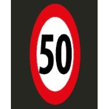 Predformované dopravné značenie "Maximálna povolená rýchlosť – 50 km/h" – termoplast, 4×2 m