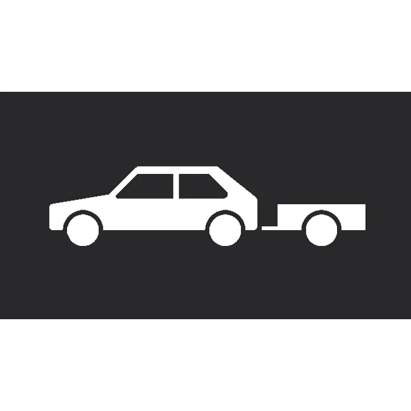 Predtvarovaná dopravná značka ''Auto s vozíkom'' – termoplast, biela, 380×1500 mm