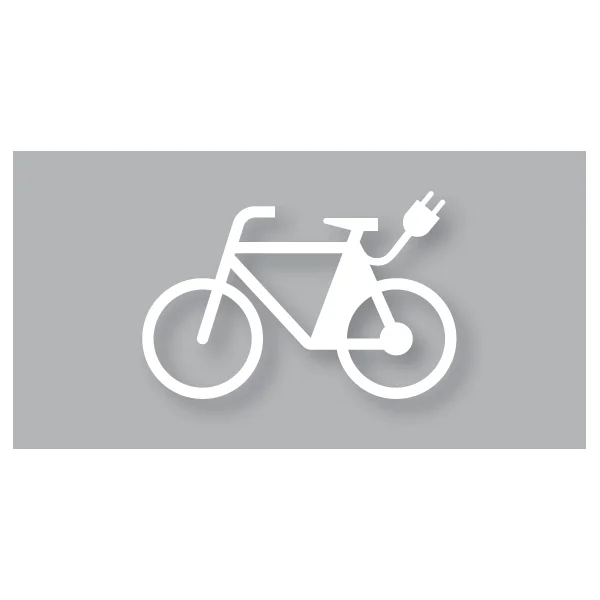 Predtvarované dopravné značenie ''Elektrický bicykel'' – termoplast, biela, 530×800mm, bal 5 ks