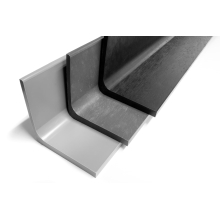 Profil. soklová lišta-kombinovaná StandardRecycled z recyklovaného PVC – 100×100×6/10 mm, hladký povrch, sivá