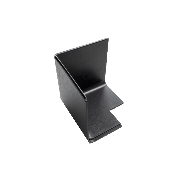 Profil. soklová lišta-vnútorný roh StandardRecycled z recyklovaného PVC – 100×160×6 mm, hladký povrch, sivá 