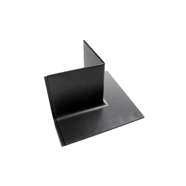 Profil. soklová lišta-vonkajší roh StandardRecycled z recyklovaného PVC – 100×160×6 mm, hladký povrch, sivá
