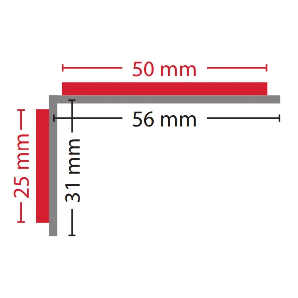 Protišmykový profil na schodové hrany WT-5409 – minerálny granulát v syntetickej živici, žltá, 800×31×56 mm