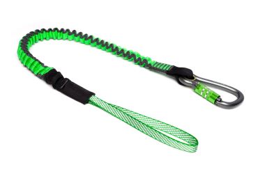 Pružný závesný popruh NLG Lanyard s jednou karabínou a nosnosťou 18 kg – nylon, zeleno-čierna