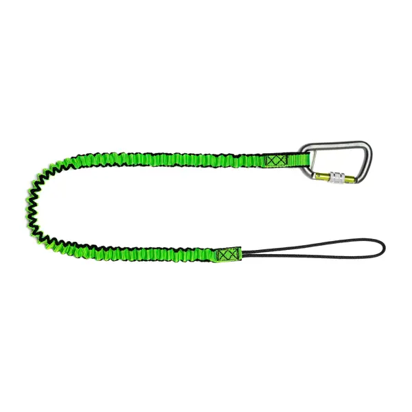 Pružný závesný popruh NLG Lanyard s jednou karabínou na náradie – nylon, zeleno-čierna