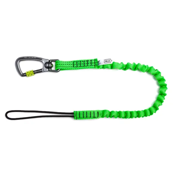 Pružný závesný popruh NLG Lanyard s jednou karabínou – nylon, zelená