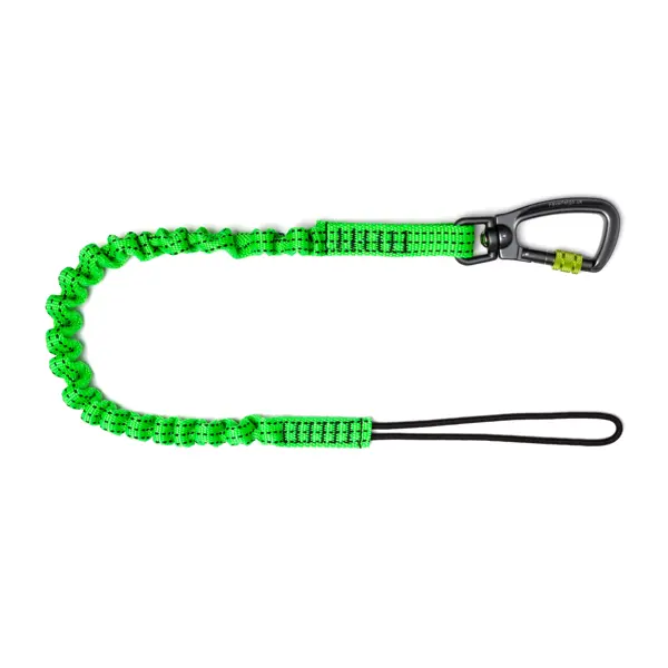 Pružný závesný popruh NLG Lanyard s jednou karabínou – nylon, zelená