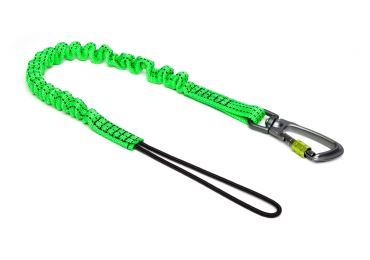 Pružný závesný popruh NLG Lanyard s jednou karabínou – nylon, zelená