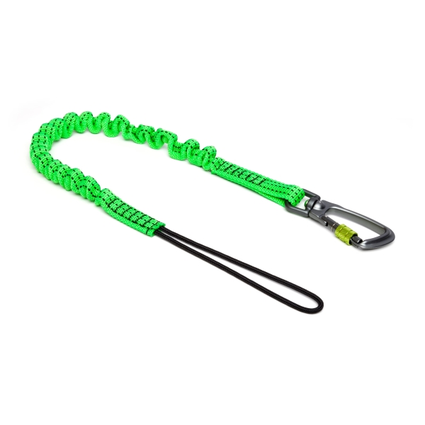 Pružný závesný popruh NLG Lanyard s jednou karabínou – nylon, zelená