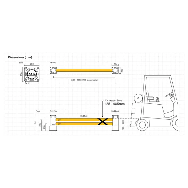 Regálová koncová zábrana A-SAFE, eFlex Double RackEnd Barrier s dvojitým opláštením – 0,9 m