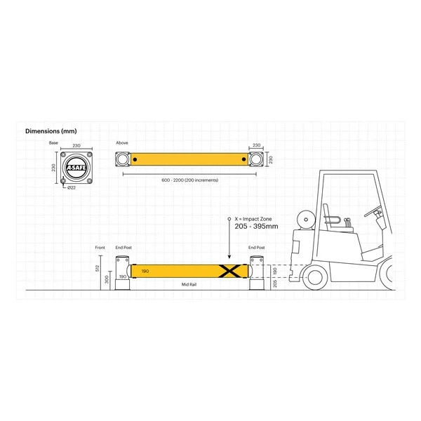 Regálová koncová zábrana A-SAFE, iFlex Single RackEnd Barrier s dvojitým opláštením – 0,8 m