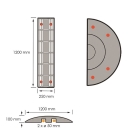 Retardér – káblový prejazd 10 km/h, 40 t, koncový diel – 1200×400×100 mm, čierna