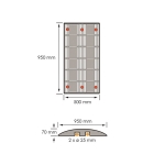 Retardér – káblový prejazd 15 km/h, 40 t – 950×500×70 mm, žlto-čierna