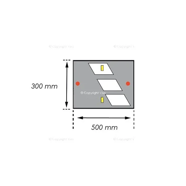 Retardér – káblový prejazd 30 km/h, 40 t – 500×300×55 mm, žlto-čierna