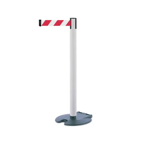 Rollabarrier mobilný stĺpik, biely – červeno-biele pásmo 3,65 m