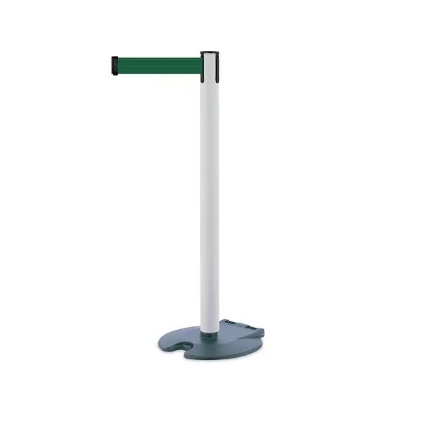 Rollabarrier mobilný stĺpik, biely – tmavozelené pásmo 3,65 m