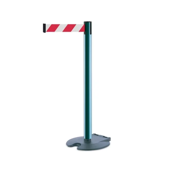 Rollabarrier mobilný stĺpik, zelený – červeno-biele pásmo 3,65 m