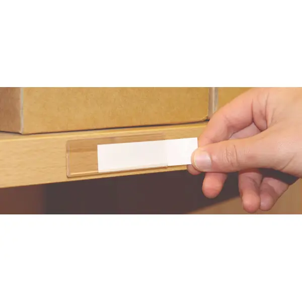 Samolepiaca lišta, držiak regálových štítkov, typ V – 38×200 mm, balenie 50 ks