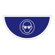 Samolepiace plošné protišmykové značenie (polkruh), Použite ochranu očí – PVC, 750×375 mm