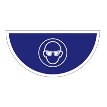 Samolepiace plošné protišmykové značenie (polkruh), Použite ochranu očí – PVC, 900×450 mm
