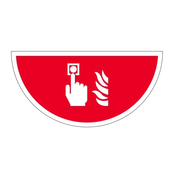 Samolepiace plošné protišmykové značenie (polkruh), Požiarny alarm – luminiscenčné PVC, 750×375 mm