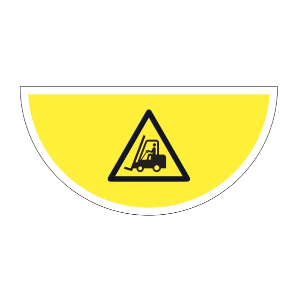Samolepiace plošné protišmykové značenie (polkruh), Pozor vysokozdvižný vozík – PVC, 750×375 mm