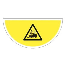 Samolepiace plošné protišmykové značenie (polkruh), Pozor vysokozdvižný vozík – PVC, 900×450 mm