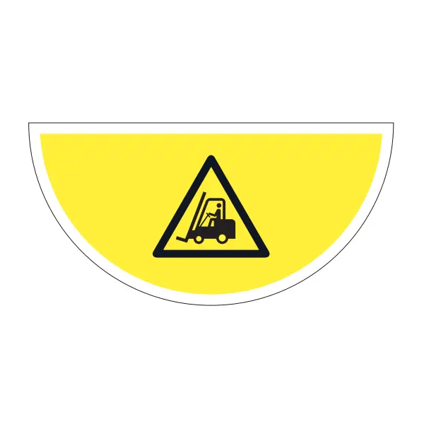 Samolepiace plošné protišmykové značenie (polkruh), Pozor vysokozdvižný vozík – PVC, 900×450 mm