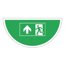 Samolepiace plošné protišmykové značenie (polkruh), Úniková cesta – luminiscenčné PVC, 750×375 mm