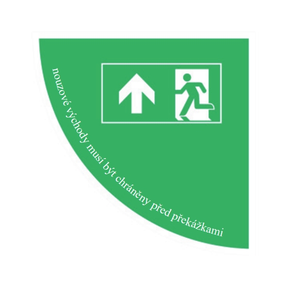 Samolepiace plošné protišmykové značenie (štvrťkruh), ''únikový východ'' – fólia, pravý, 750×750 mm