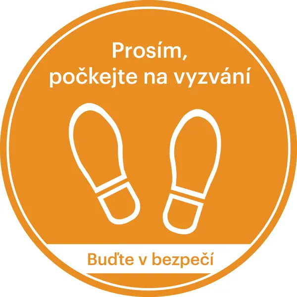 Samolepiace podlahové značenie , Čakajte na vyzvanie – polykarbonát, pr. 600 mm