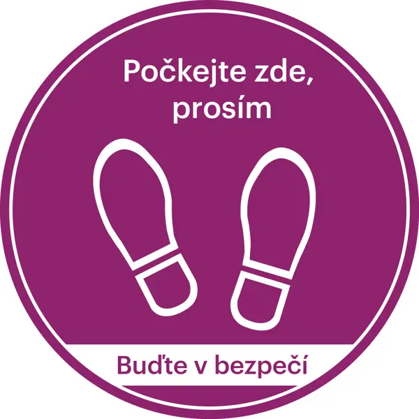 Samolepiace podlahové značenie , Čakajte tu – polykarbonát, pr. 600 mm