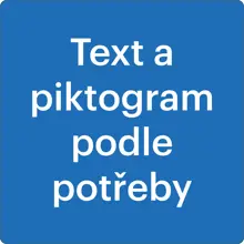 Samolepiace protišmykové značenie na vozovku, Text a piktogram podľa potreby – PVC, modrá, 800×800 mm