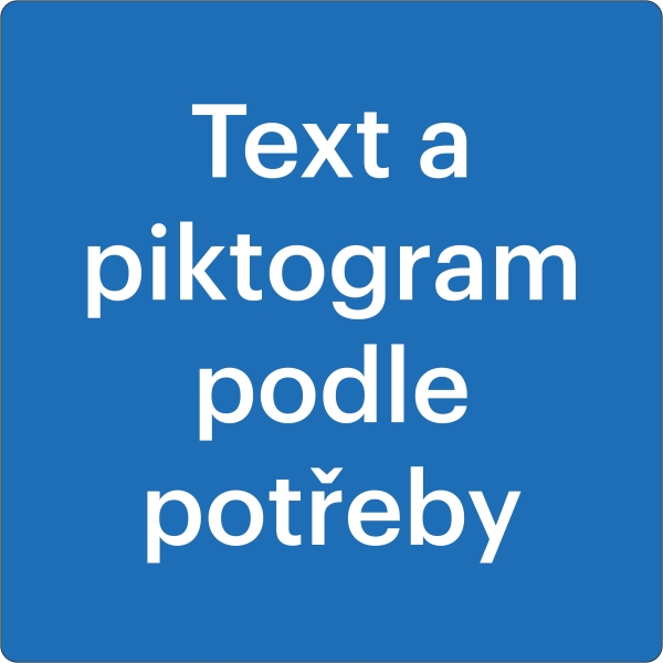 Samolepiace protišmykové značenie na vozovku, Text a piktogram podľa potreby – PVC, modrá, 800×800 mm