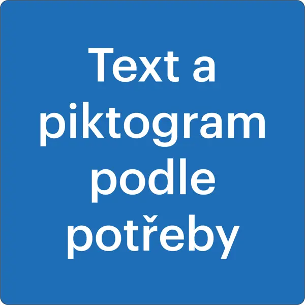 Samolepiace protišmykové značenie na vozovku, Text a piktogram podľa potreby – PVC, modrá, 800×800 mm