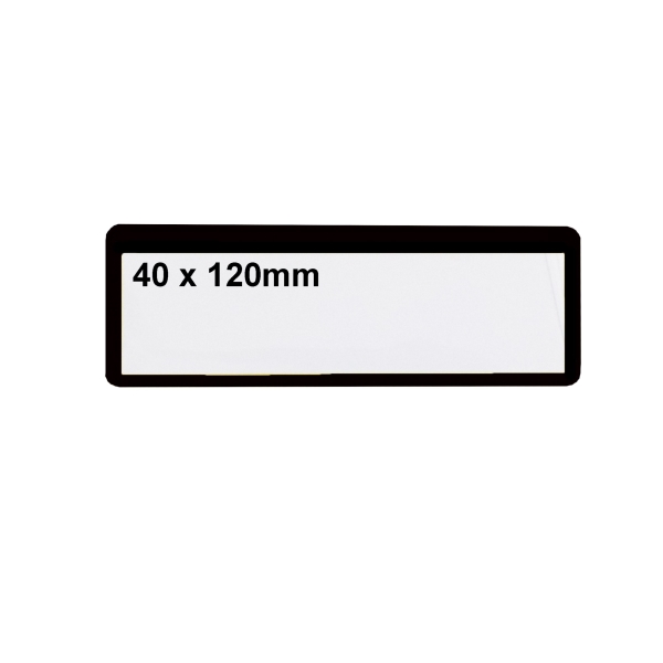 Samolepiace vrecká pre štítky – čierne, 40×120 mm, balenie 100 ks