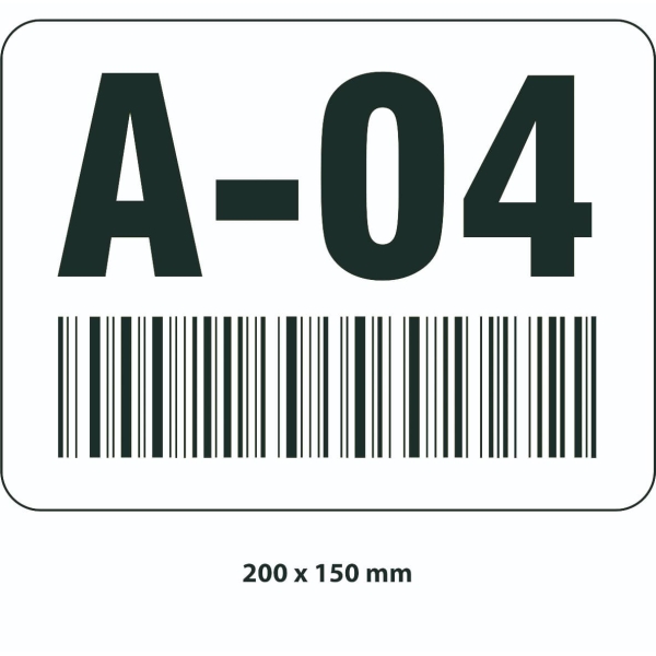 Samolepiace značenie skladovacích miest – polykarbonát, bílo-čierna, 200×150 mm