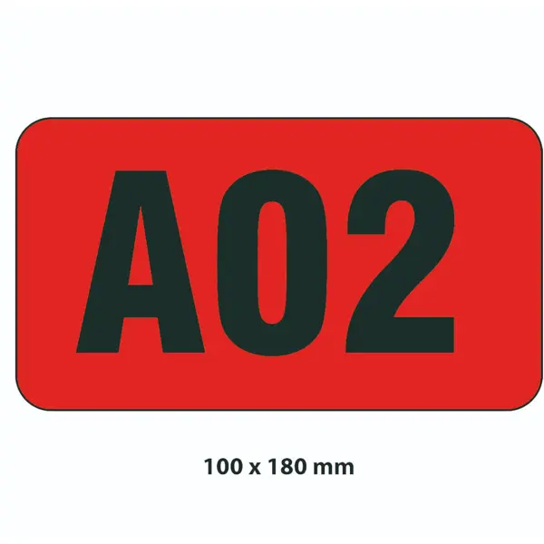 Samolepiace značenie skladovacích miest – polykarbonát, červeno-biela, 180×100 mm
