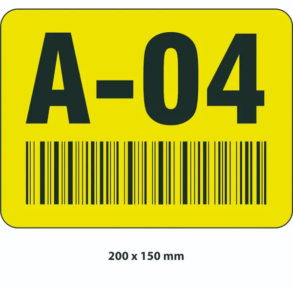 Samolepiace značenie skladovacích miest – polykarbonát, žlto-čierna, 200×150 mm