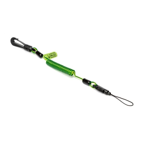 Špirálová upevňovacia šnúra NLG Lanyard, malá – plast, zelená